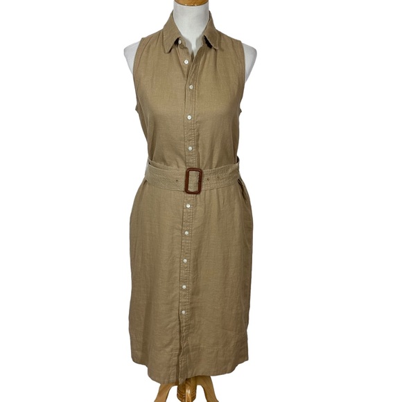 Polo Ralph Lauren Dresses & Skirts - Polo Ralph Lauren Sleeveless Belted Linen Shirtdress Sz 4